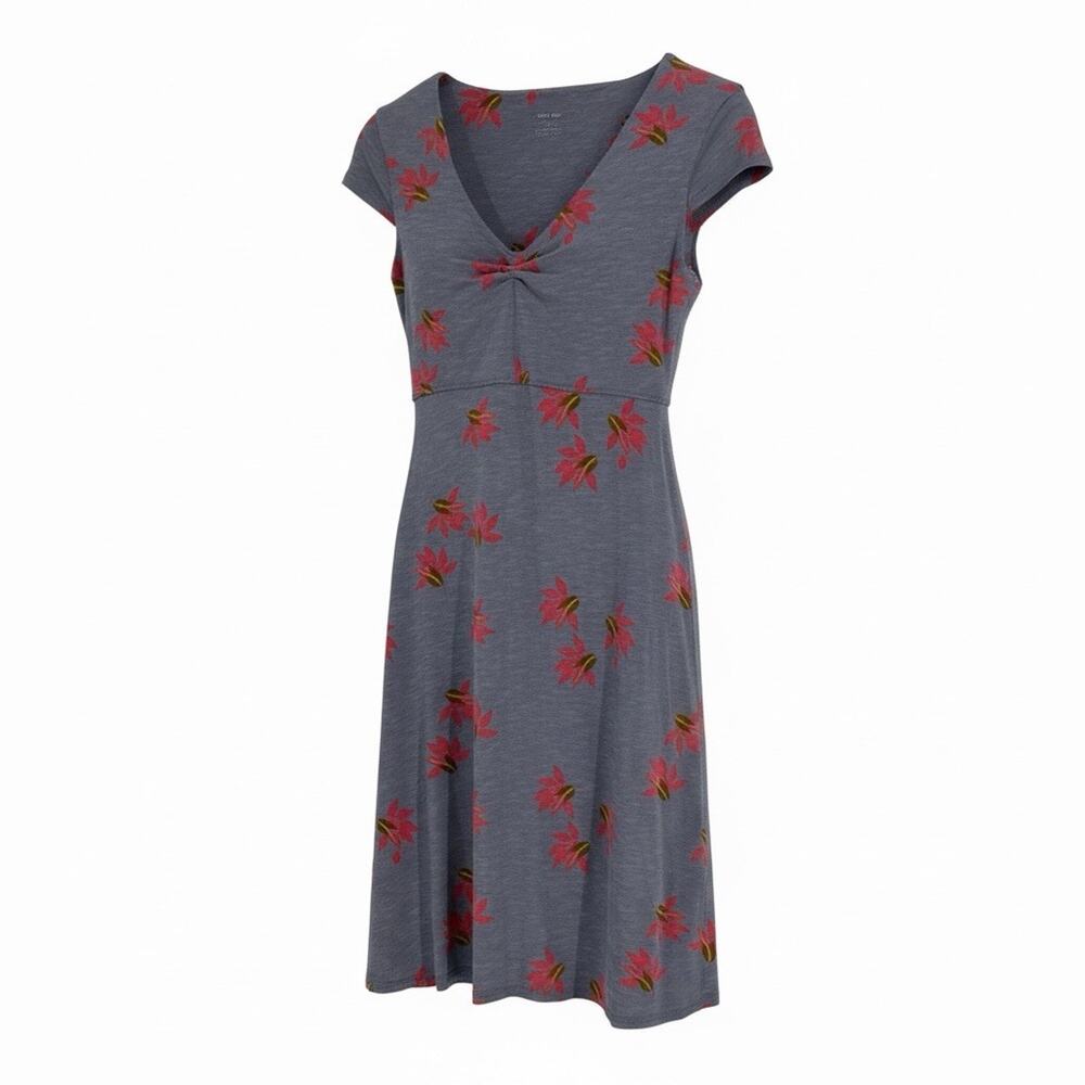 Horny Toad Womens X-small XS Rosemarie Blue Pink Jersey Knit Dress V-neck Floral